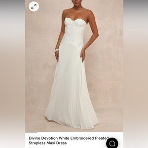 White Pleated Drop Waist Dress